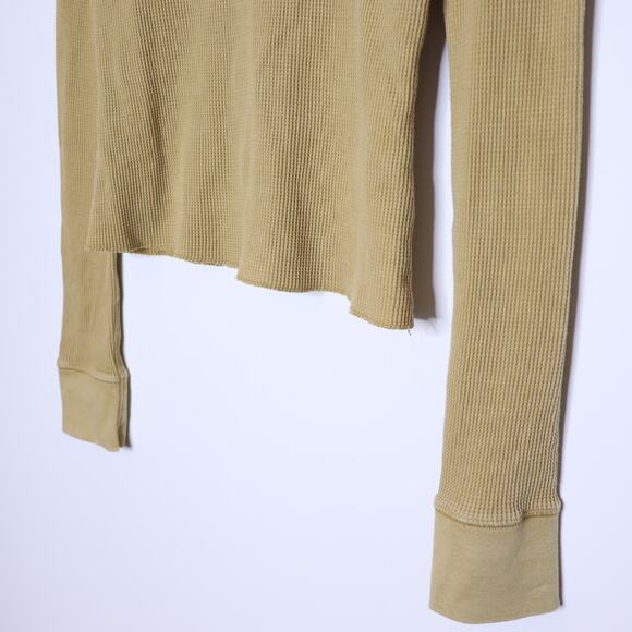 DAILY PRACTICE Easy Waffle Knit Tee Mustard Long Sleeve Casual Women's XS - Picture 4 of 11